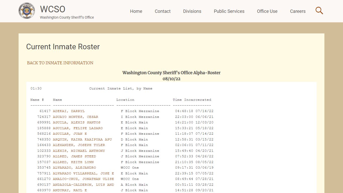 Current Inmate Roster | WCSO - WCSO | Washington County ...